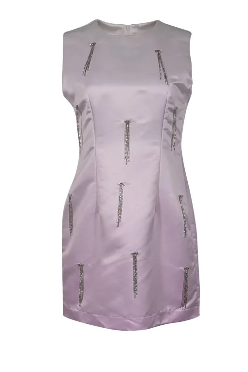 Cynthia Rowley - Pink & White Ombre Dangle Rhinestone Trim Dress Sz 8