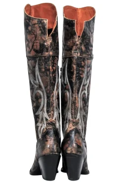 Dan Post - Brown & Black Crackle Jilted Tall Boots Sz 9