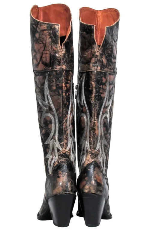 Dan Post - Brown & Black Crackle Jilted Tall Boots Sz 9
