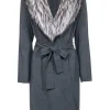 Dana Buchman - Grey Fox Fur Trim Coat Sz 8