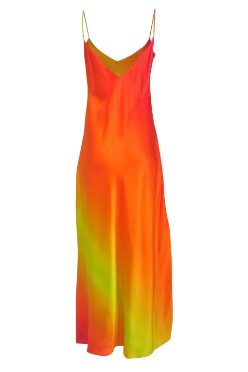 Dannijo - Orange & Yellow Ombre Silk Sleeveless Maxi Dress Sz M