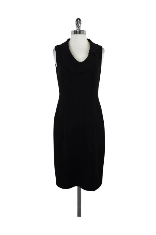David Meister - Black Sleeveless Layered Neckline Dress Sz 4