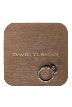David Yurman - Silver Braided Light Green Stone Ring Sz 5