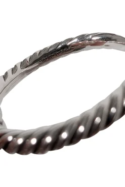 David Yurman - Silver Braided Light Green Stone Ring Sz 5