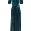 DB Studio - Teal Velvet Short Sleeve Maxi Gown Sz 4
