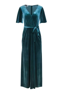 DB Studio - Teal Velvet Short Sleeve Maxi Gown Sz 4