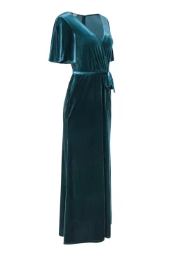 DB Studio - Teal Velvet Short Sleeve Maxi Gown Sz 4