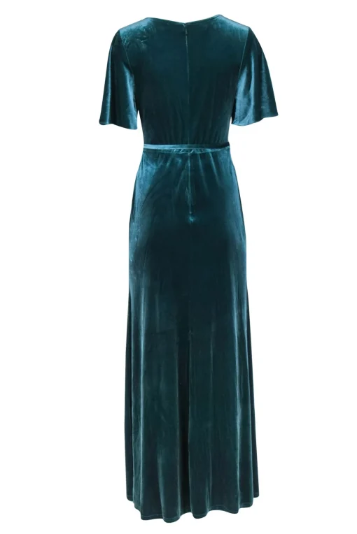 DB Studio - Teal Velvet Short Sleeve Maxi Gown Sz 4