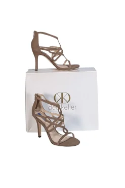 Dee Keller - Taupe Suede Caged Open Toe Heels Sz 7