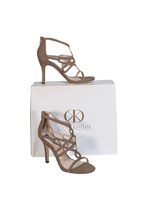 Dee Keller - Taupe Suede Caged Open Toe Heels Sz 7