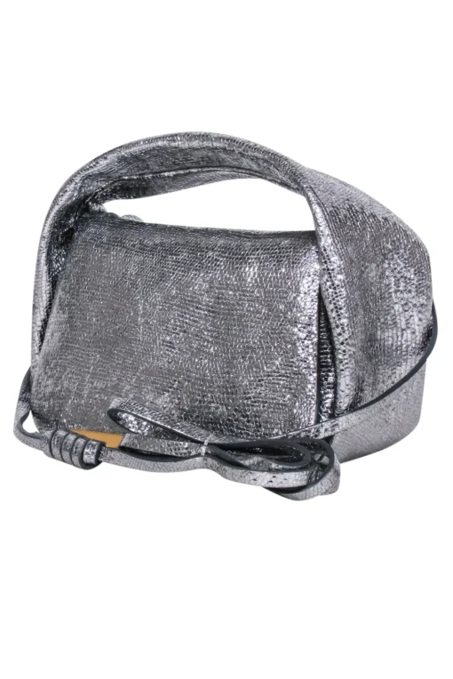 Demellier London - Silver Metallic Sheepskin Leather Mini Bag