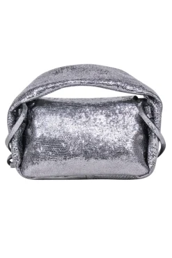 Demellier London - Silver Metallic Sheepskin Leather Mini Bag