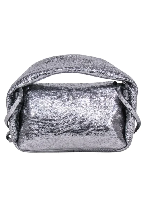 Demellier London - Silver Metallic Sheepskin Leather Mini Bag