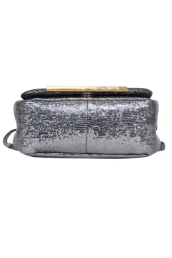 Demellier London - Silver Metallic Sheepskin Leather Mini Bag