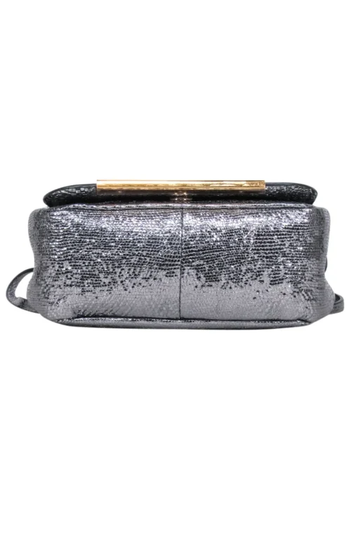 Demellier London - Silver Metallic Sheepskin Leather Mini Bag