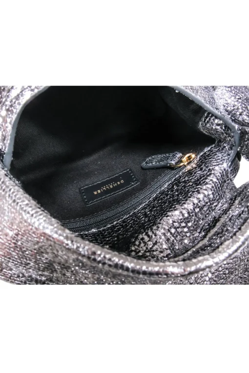 Demellier London - Silver Metallic Sheepskin Leather Mini Bag