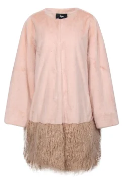 Dennis by Dennis Basso - Light Pink Faux Fur Clasp-Up Longline Coat w/ Fuzzy Hem Sz 2X