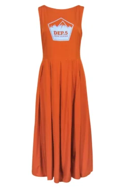 Department 5 - Orange Crepe Sleeveless Pleated Bottom Dress Sz S