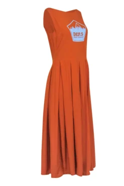 Department 5 - Orange Crepe Sleeveless Pleated Bottom Dress Sz S