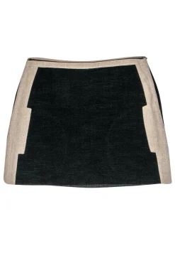 Derek Lam - Black & Tan Cotton Blend Miniskirt Sz 4
