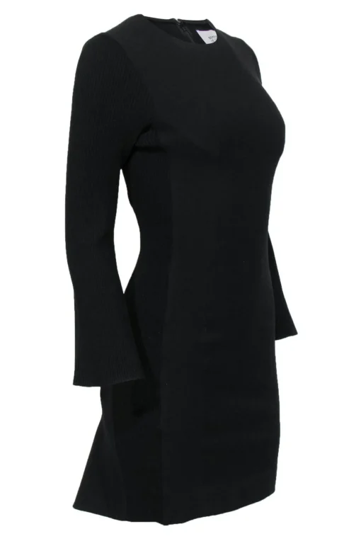 Derek Lam - Black Bell Sleeve Dress w/ Ribbed Knit Accents Sz 0