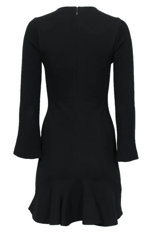 Derek Lam - Black Bell Sleeve Dress w/ Ribbed Knit Accents Sz 0