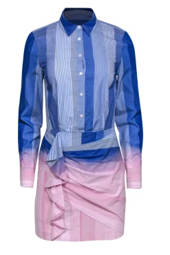 Derek Lam - Blue & Pink Ombre Button-Up Cotton Shirtdress Sz 0