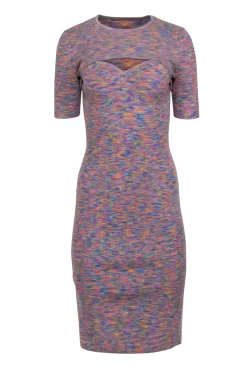 Derek Lam - Blue, Pink, & Orange Rainbow Mix Knit Dress w/ Detachable Shrug Sz S