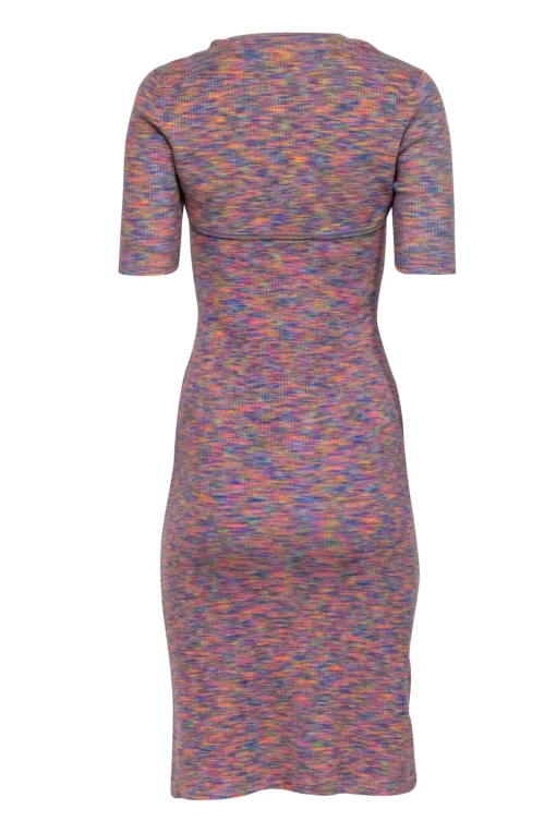 Derek Lam - Blue, Pink, & Orange Rainbow Mix Knit Dress w/ Detachable Shrug Sz S