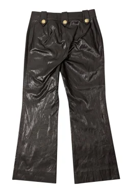 Derek Lam - Brown Vegan Leather Cropped Pants w/ Gold Buttons Sz 4