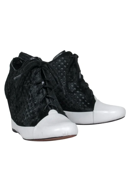 Derek Lam 10 Crosby - Black Perforated Ponyhair Sneakers Sz 6.5