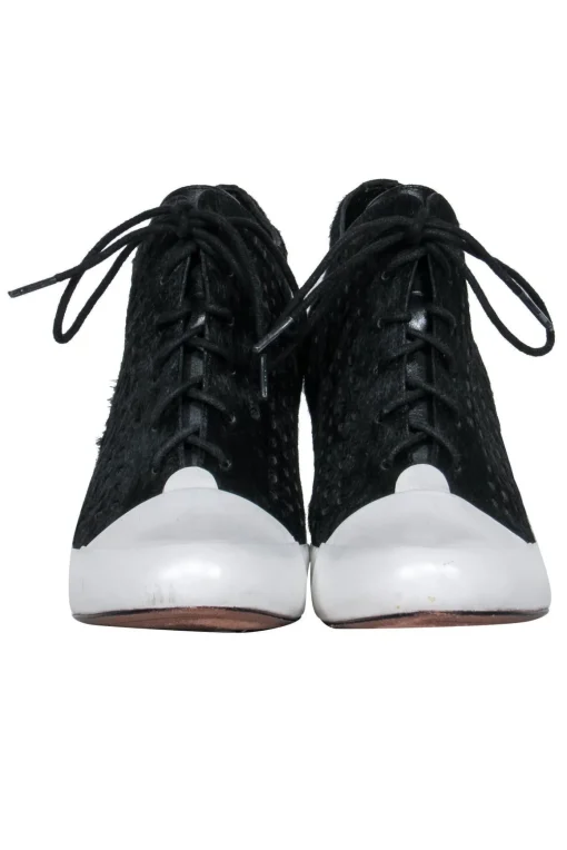 Derek Lam 10 Crosby - Black Perforated Ponyhair Sneakers Sz 6.5