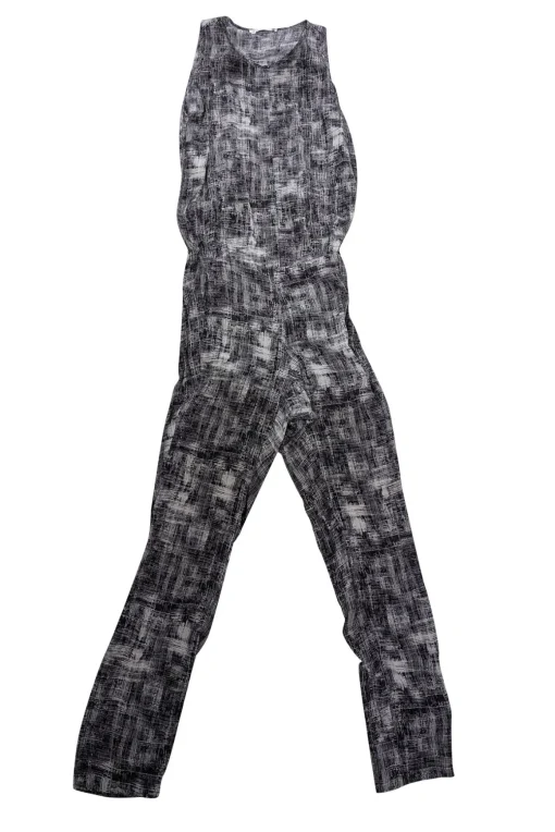 Derek Lam - Grey Abstract Print Silk Open Back Jumpsuit Sz 8