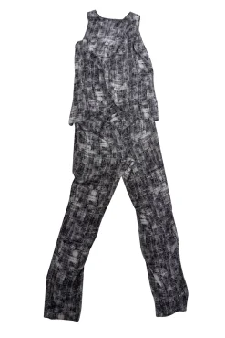 Derek Lam - Grey Abstract Print Silk Open Back Jumpsuit Sz 8