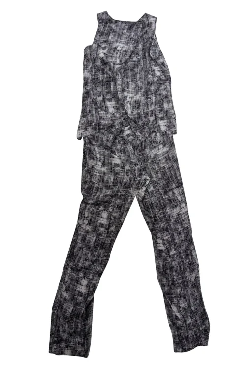 Derek Lam - Grey Abstract Print Silk Open Back Jumpsuit Sz 8