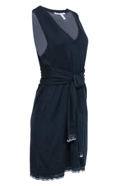 Derek Lam - Navy Sleeveless Knit Waist Tie Dress Sz M