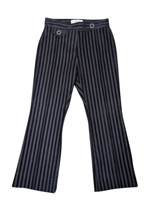 Derek Lam - Navy Velvet & Cotton Striped Crop Flare Trousers Sz 4