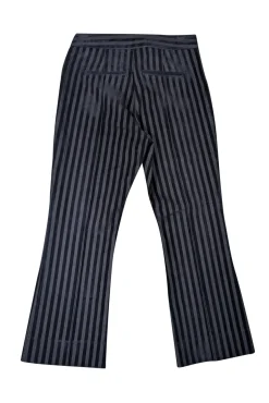 Derek Lam - Navy Velvet & Cotton Striped Crop Flare Trousers Sz 4