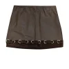 Derek Lam - Tan Lamb Leather & Suede Mini Skirt Sz 0