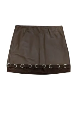 Derek Lam - Tan Lamb Leather & Suede Mini Skirt Sz 0