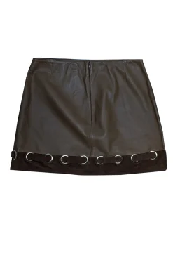 Derek Lam - Tan Lamb Leather & Suede Mini Skirt Sz 0