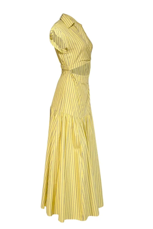 Derek Lam - Yellow & Blue Pin Stripe Cap Sleeve Maxi Dress Sz 6