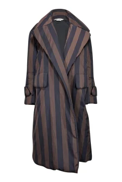 Dhruv Kapoor - Black & Army Green Striped Puff Kimono Jacket One Size