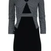 Diane von Furstenberg - Black & White Long Sleeve Printed Sheath Dress Sz 0