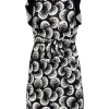 Diane von Furstenberg - Black & White Printed Shift Dress w/ Flutter Sleeves Sz 2