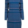 Diane von Furstenberg - Blue & Purple Knit Long Sleeve Sheath Dress Sz L