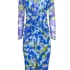 Diane von Furstenberg - Blue & Green Tie Dye Ruched Middle Dress Sz XS