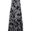 Diane von Furstenberg - Black w/ Grey Chain Print Sleeveless Maxi Dress Sz 0