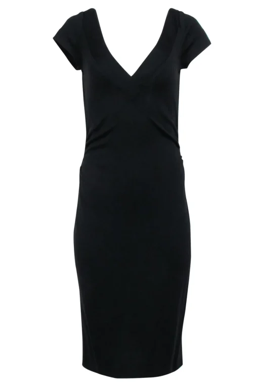 Diane von Furstenberg - Black Cap Sleeve Sheath Dress Sz 12