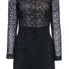 Diane von Furstenberg - Black Eyelet Lace Overlay Long Sleeve Dress Sz 6